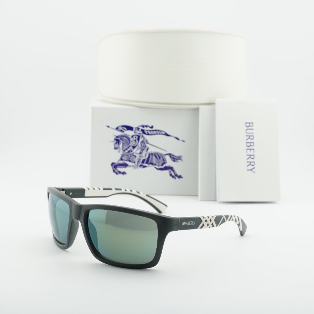 Burberry BE4483 42326R Rectangle Sunglasses - Green/White/Green